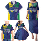 Custom Warriors-Cowboys Family Matching Puletasi and Hawaiian Shirt Together Sporty Style