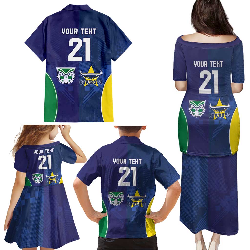 Custom Warriors-Cowboys Family Matching Puletasi and Hawaiian Shirt Together Sporty Style