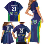 Custom Warriors-Cowboys Family Matching Short Sleeve Bodycon Dress and Hawaiian Shirt Together Sporty Style