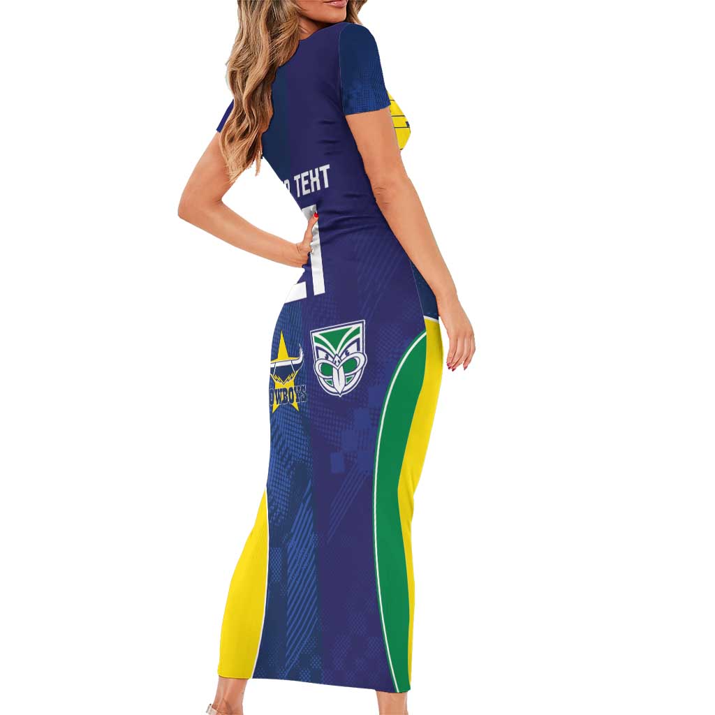 Custom Warriors-Cowboys Family Matching Short Sleeve Bodycon Dress and Hawaiian Shirt Together Sporty Style