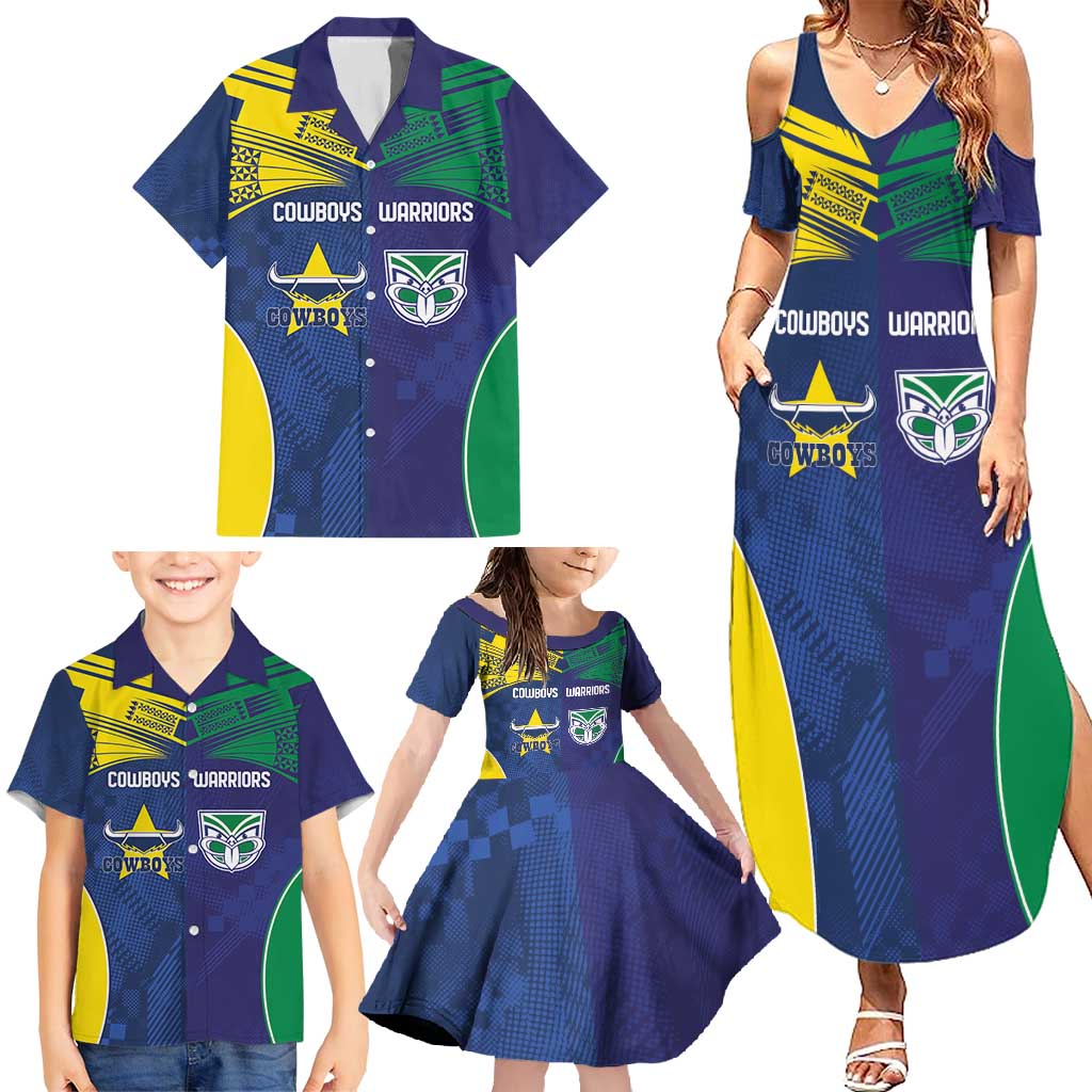 Custom Warriors-Cowboys Family Matching Summer Maxi Dress and Hawaiian Shirt Together Sporty Style