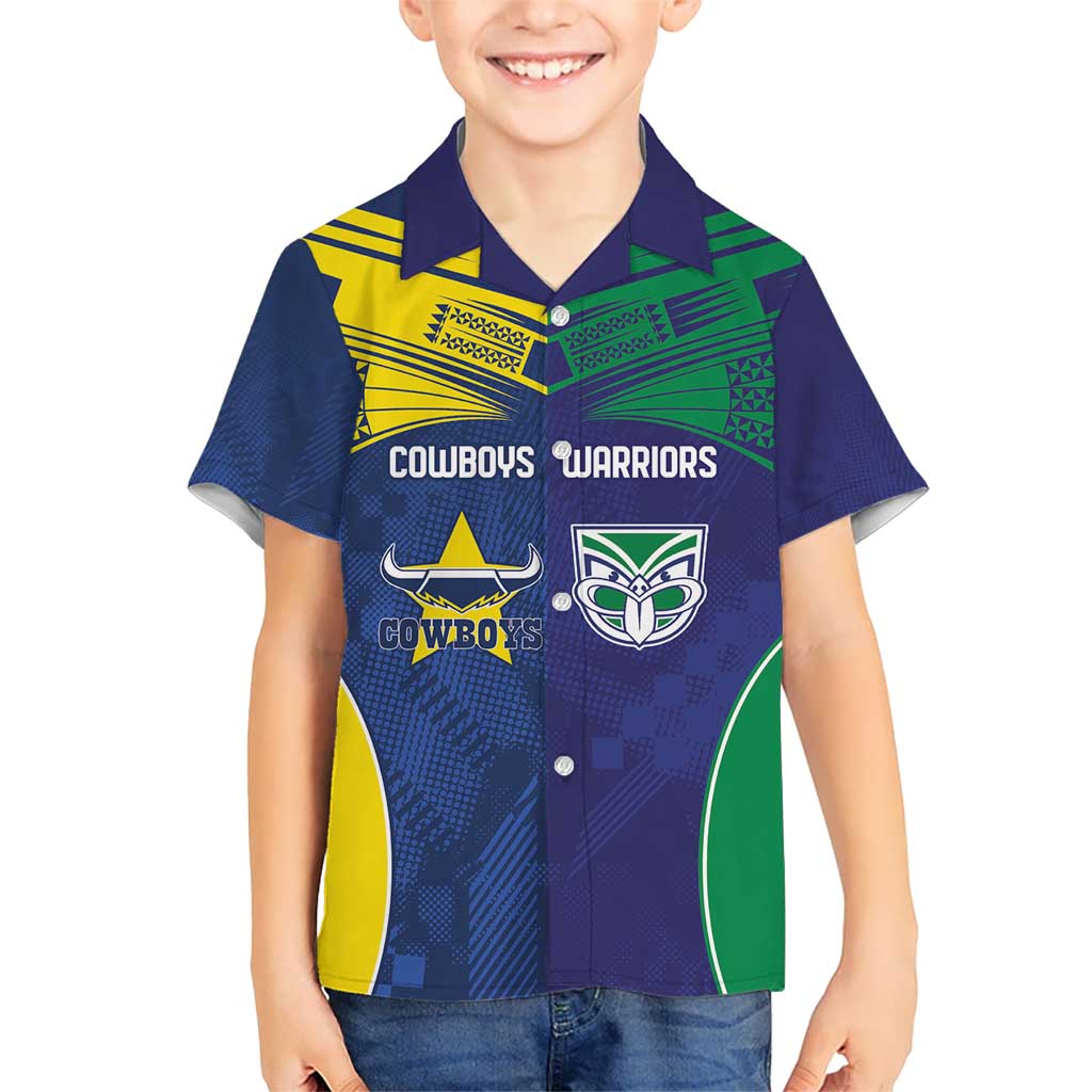 Custom Warriors-Cowboys Kid Hawaiian Shirt Together Sporty Style