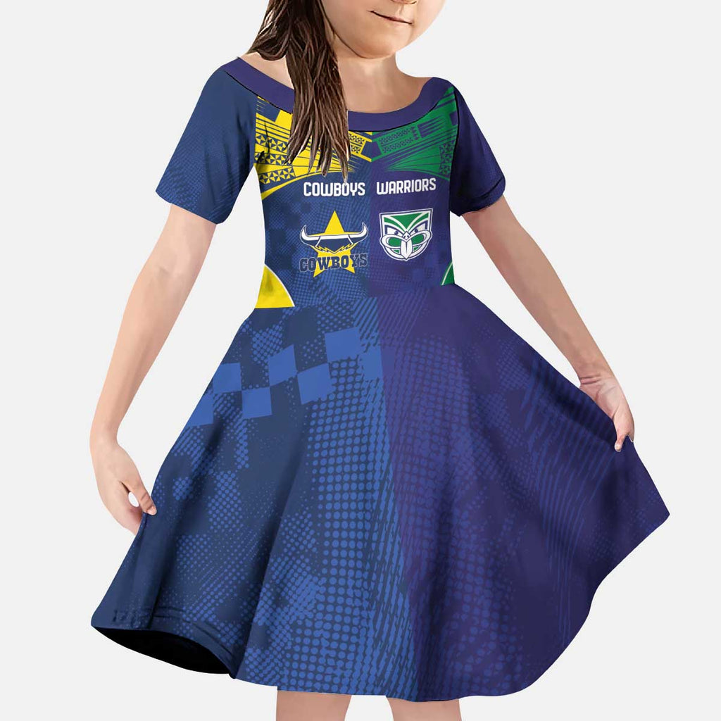 Custom Warriors-Cowboys Kid Short Sleeve Dress Together Sporty Style