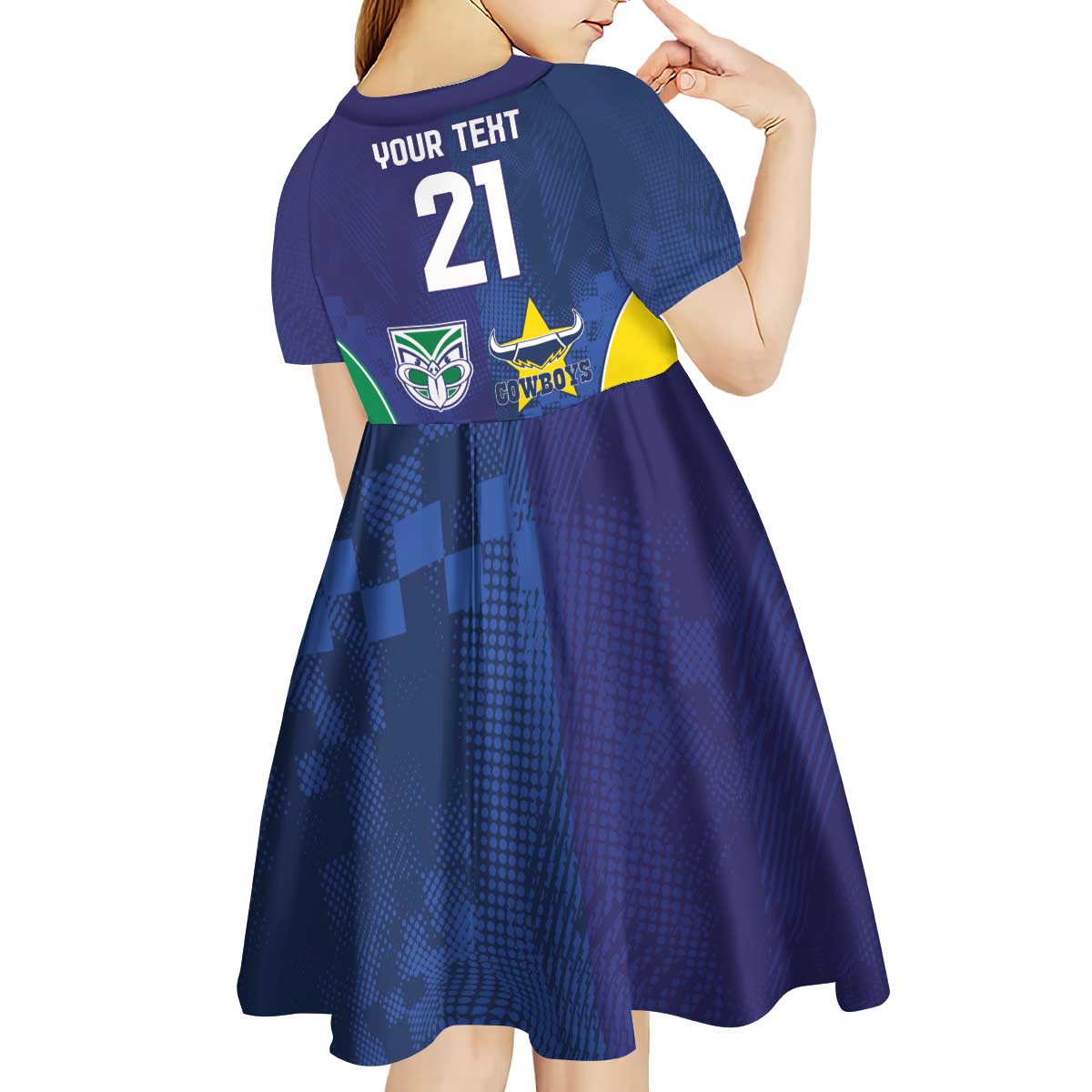 Custom Warriors-Cowboys Kid Short Sleeve Dress Together Sporty Style