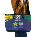 Custom Warriors-Cowboys Leather Tote Bag Together Sporty Style