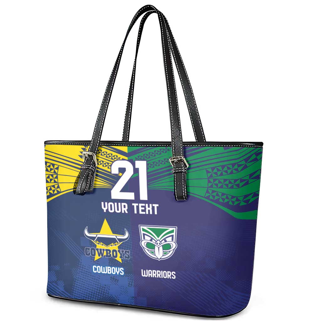 Custom Warriors-Cowboys Leather Tote Bag Together Sporty Style
