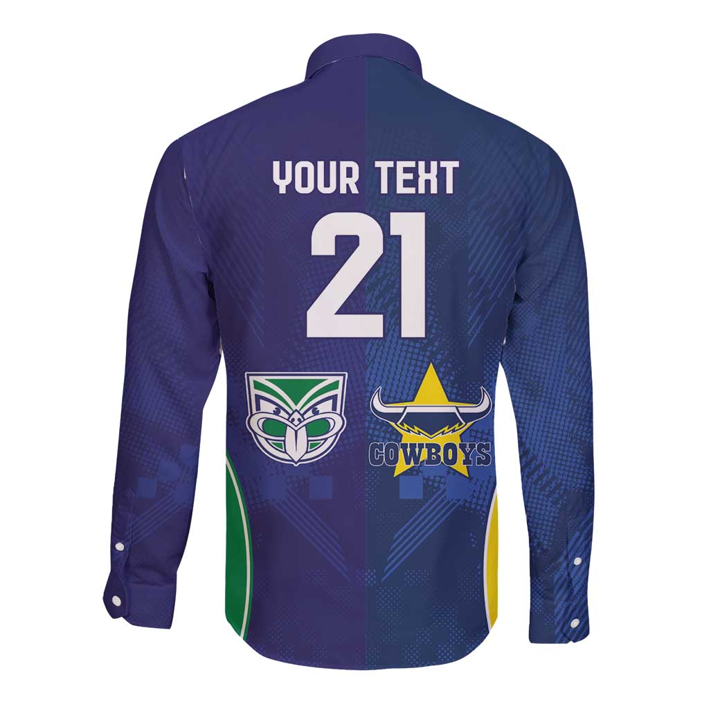Custom Warriors-Cowboys Long Sleeve Button Shirt Together Sporty Style