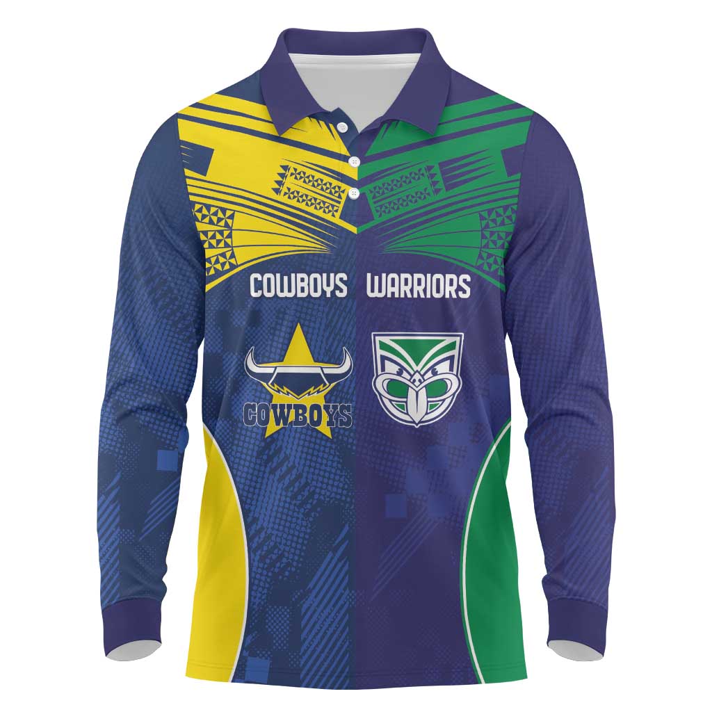 Custom Warriors-Cowboys Long Sleeve Polo Shirt Together Sporty Style