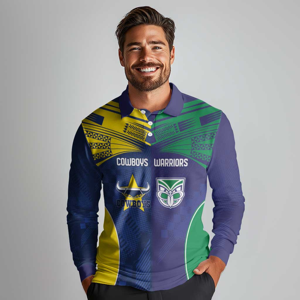 Custom Warriors-Cowboys Long Sleeve Polo Shirt Together Sporty Style