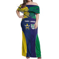 Custom Warriors-Cowboys Off Shoulder Maxi Dress Together Sporty Style