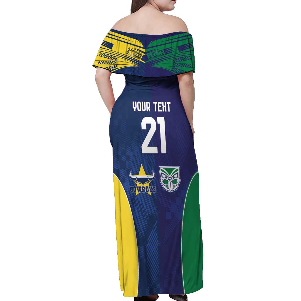 Custom Warriors-Cowboys Off Shoulder Maxi Dress Together Sporty Style