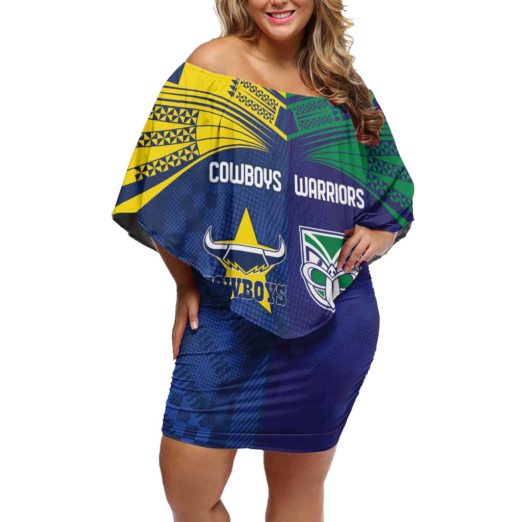 Custom Warriors-Cowboys Off Shoulder Short Dress Together Sporty Style