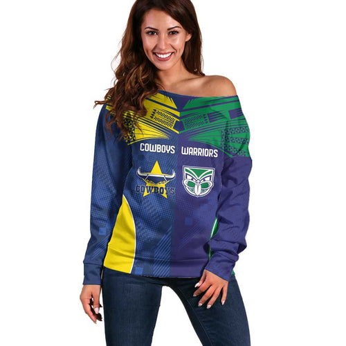 Custom Warriors-Cowboys Off Shoulder Sweater Together Sporty Style
