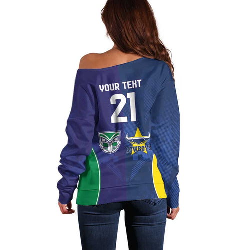 Custom Warriors-Cowboys Off Shoulder Sweater Together Sporty Style