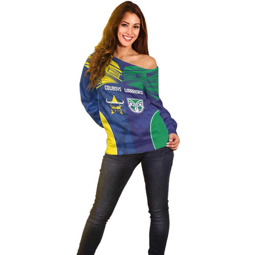 Custom Warriors-Cowboys Off Shoulder Sweater Together Sporty Style