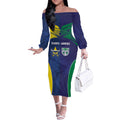 Custom Warriors-Cowboys Off The Shoulder Long Sleeve Dress Together Sporty Style