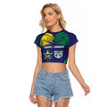 Custom Warriors-Cowboys Raglan Cropped T Shirt Together Sporty Style