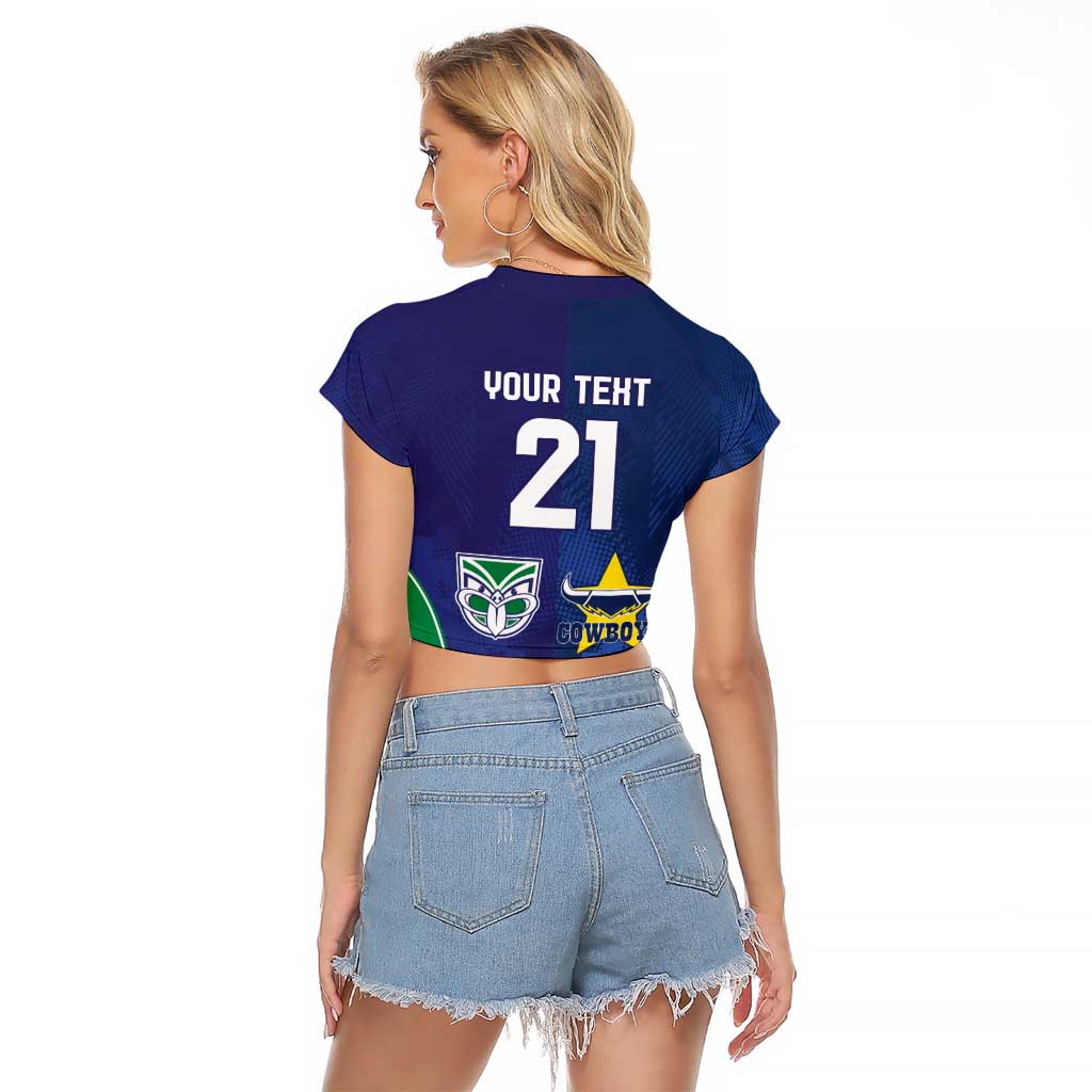 Custom Warriors-Cowboys Raglan Cropped T Shirt Together Sporty Style