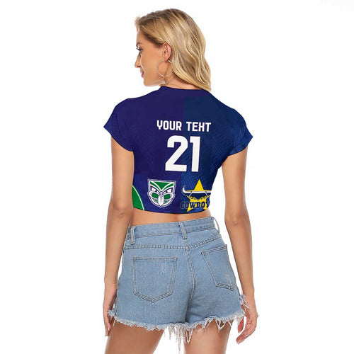 Custom Warriors-Cowboys Raglan Cropped T Shirt Together Sporty Style