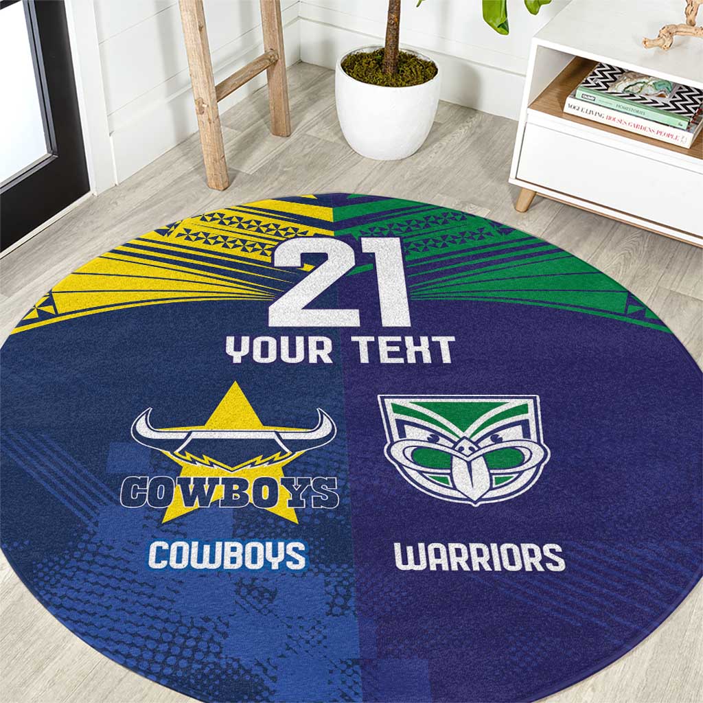 Custom Warriors-Cowboys Round Carpet Together Sporty Style