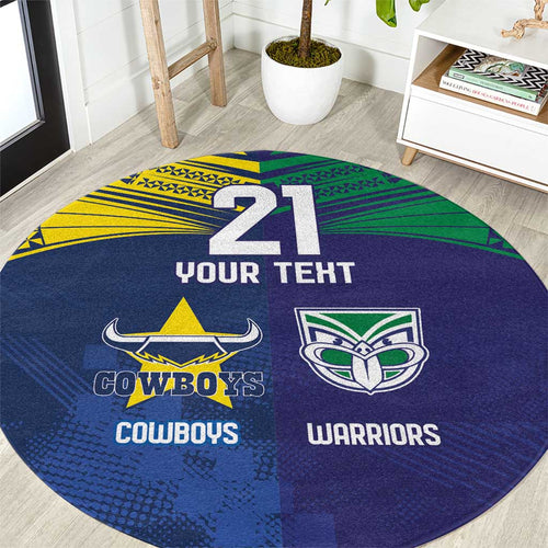 Custom Warriors-Cowboys Round Carpet Together Sporty Style