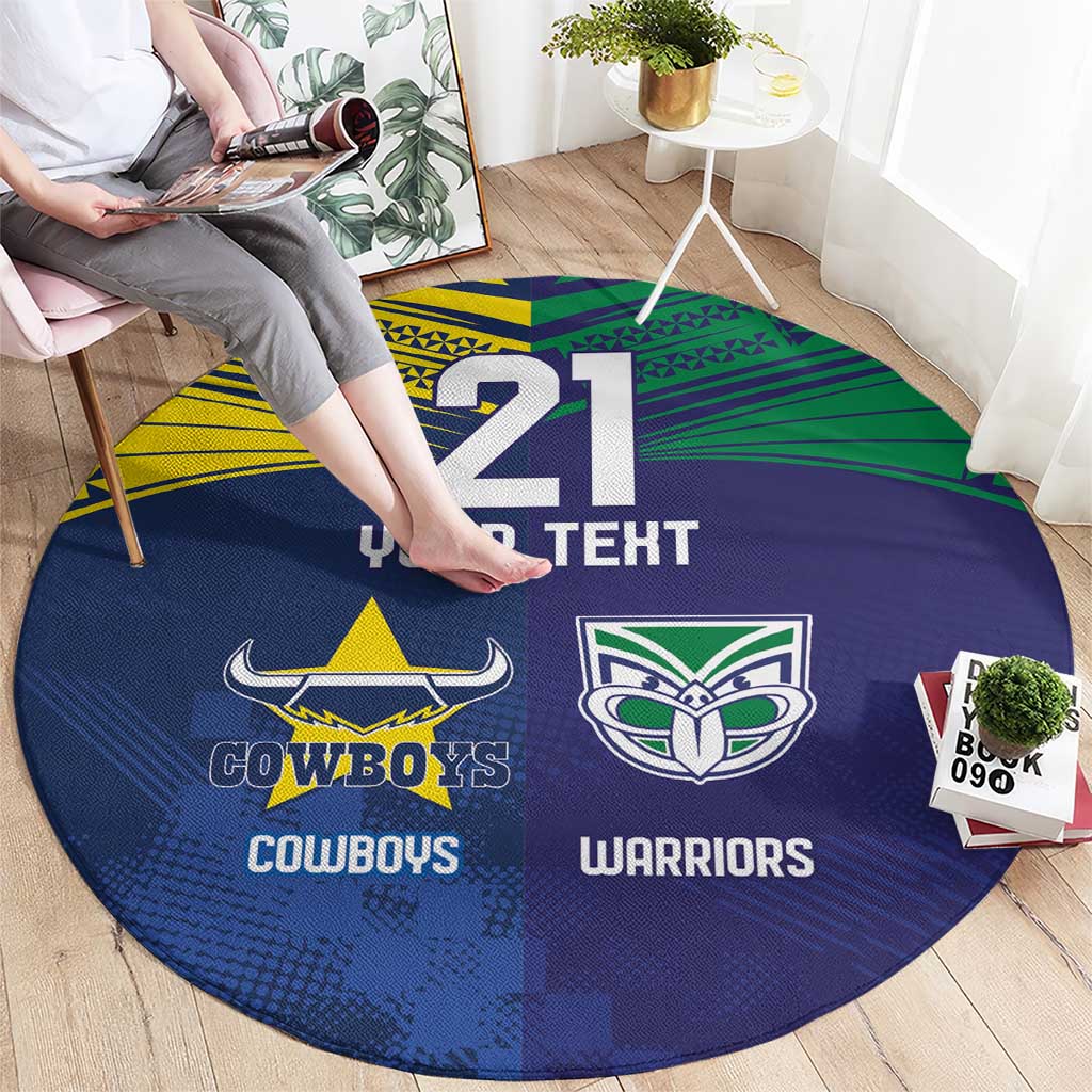 Custom Warriors-Cowboys Round Carpet Together Sporty Style