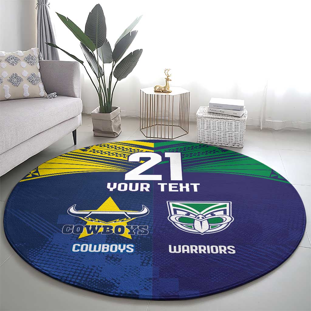 Custom Warriors-Cowboys Round Carpet Together Sporty Style