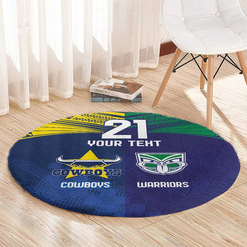 Custom Warriors-Cowboys Round Carpet Together Sporty Style