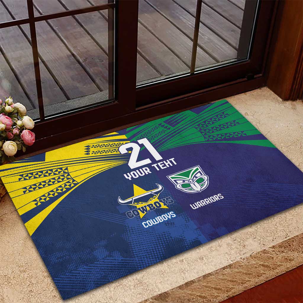 Custom Warriors-Cowboys Rubber Doormat Together Sporty Style