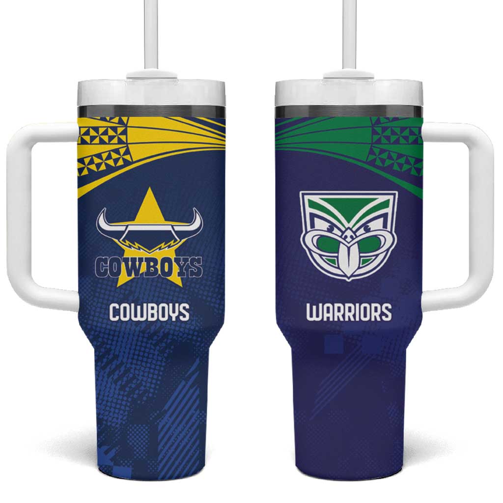 Custom Warriors-Cowboys Tumbler With Handle Together Sporty Style