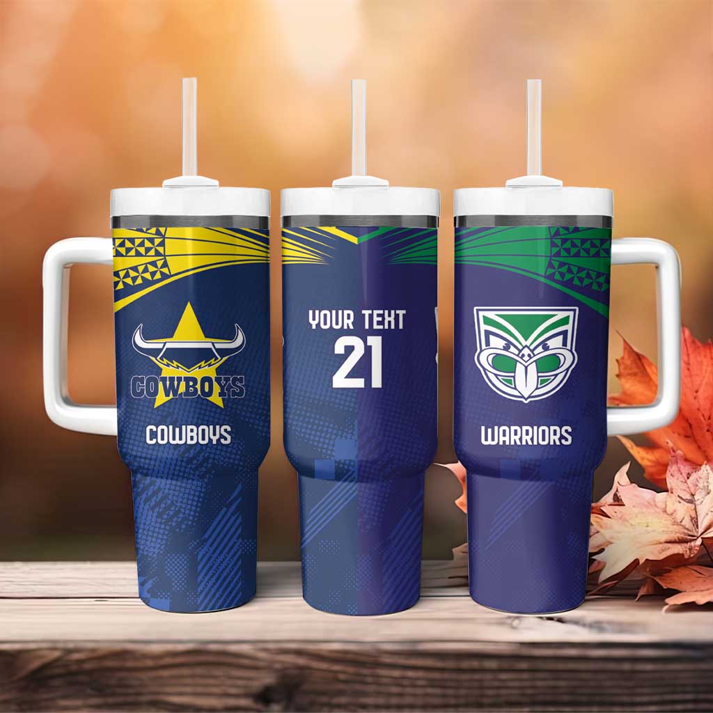Custom Warriors-Cowboys Tumbler With Handle Together Sporty Style