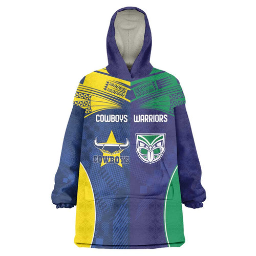 Custom Warriors-Cowboys Wearable Blanket Hoodie Together Sporty Style