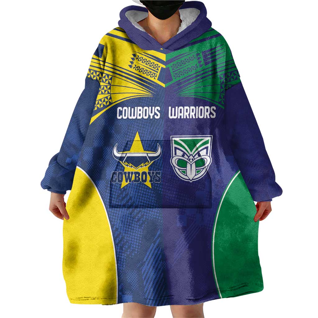 Custom Warriors-Cowboys Wearable Blanket Hoodie Together Sporty Style