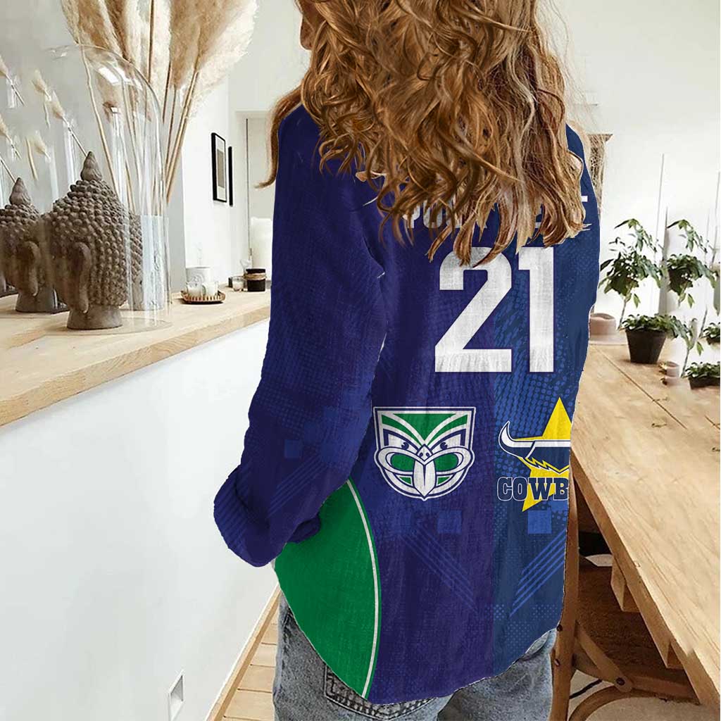 Custom Warriors-Cowboys Women Casual Shirt Together Sporty Style