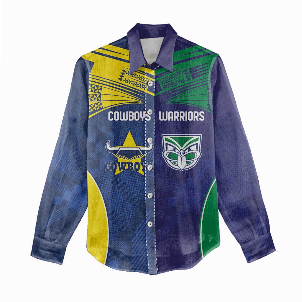 Custom Warriors-Cowboys Women Casual Shirt Together Sporty Style