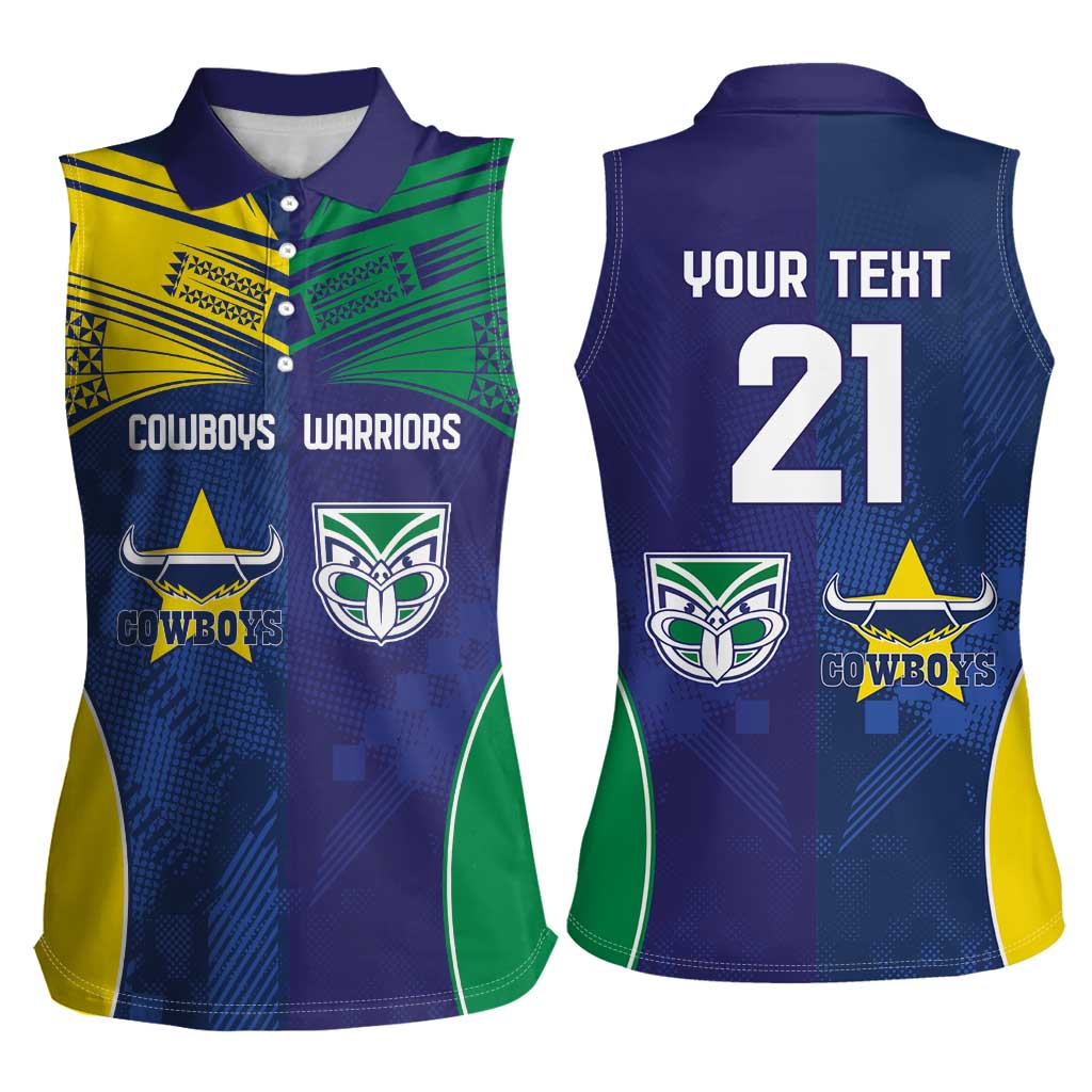 Custom Warriors-Cowboys Women Sleeveless Polo Shirt Together Sporty Style