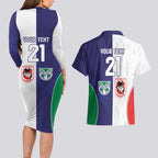 Custom Warriors-Dragons Couples Matching Long Sleeve Bodycon Dress and Hawaiian Shirt Together Sporty Style