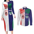Custom Warriors-Dragons Couples Matching Long Sleeve Bodycon Dress and Long Sleeve Button Shirt Together Sporty Style