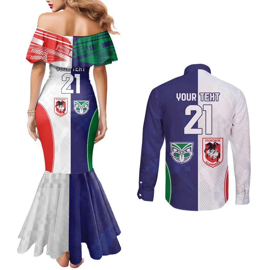 Custom Warriors-Dragons Couples Matching Mermaid Dress and Long Sleeve Button Shirt Together Sporty Style