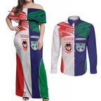Custom Warriors-Dragons Couples Matching Off Shoulder Maxi Dress and Long Sleeve Button Shirt Together Sporty Style
