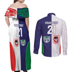 Custom Warriors-Dragons Couples Matching Off Shoulder Maxi Dress and Long Sleeve Button Shirt Together Sporty Style