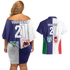 Custom Warriors-Dragons Couples Matching Off Shoulder Short Dress and Hawaiian Shirt Together Sporty Style