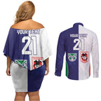 Custom Warriors-Dragons Couples Matching Off Shoulder Short Dress and Long Sleeve Button Shirt Together Sporty Style