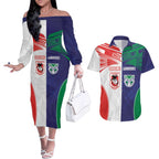 Custom Warriors-Dragons Couples Matching Off The Shoulder Long Sleeve Dress and Hawaiian Shirt Together Sporty Style