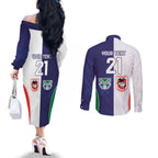 Custom Warriors-Dragons Couples Matching Off The Shoulder Long Sleeve Dress and Long Sleeve Button Shirt Together Sporty Style