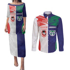 Custom Warriors-Dragons Couples Matching Puletasi and Long Sleeve Button Shirt Together Sporty Style