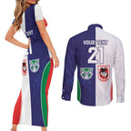 Custom Warriors-Dragons Couples Matching Short Sleeve Bodycon Dress and Long Sleeve Button Shirt Together Sporty Style