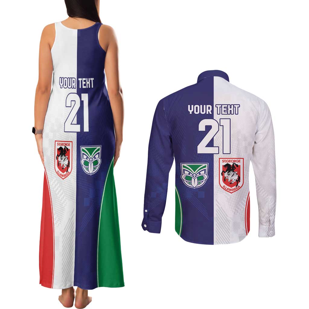 Custom Warriors-Dragons Couples Matching Tank Maxi Dress and Long Sleeve Button Shirt Together Sporty Style