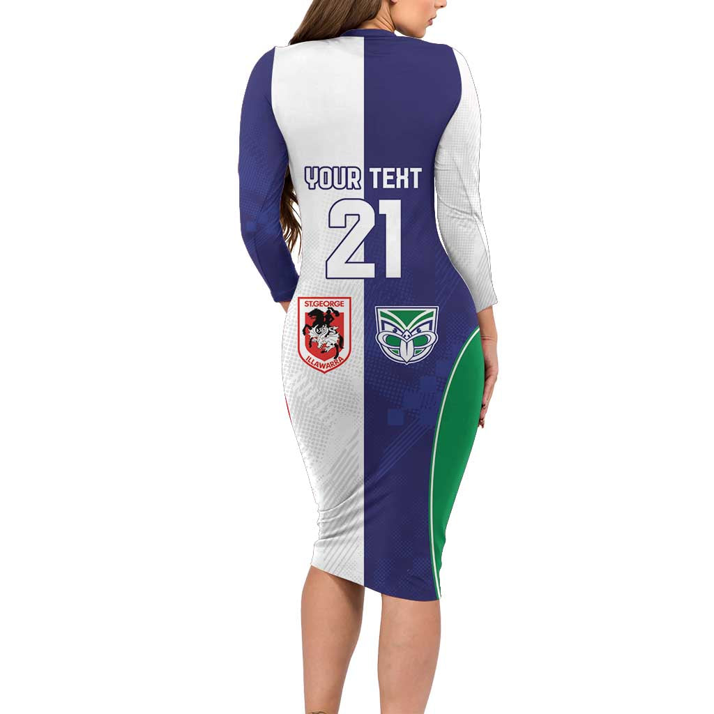 Custom Warriors-Dragons Family Matching Long Sleeve Bodycon Dress and Hawaiian Shirt Together Sporty Style