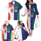Custom Warriors-Dragons Family Matching Off The Shoulder Long Sleeve Dress and Hawaiian Shirt Together Sporty Style